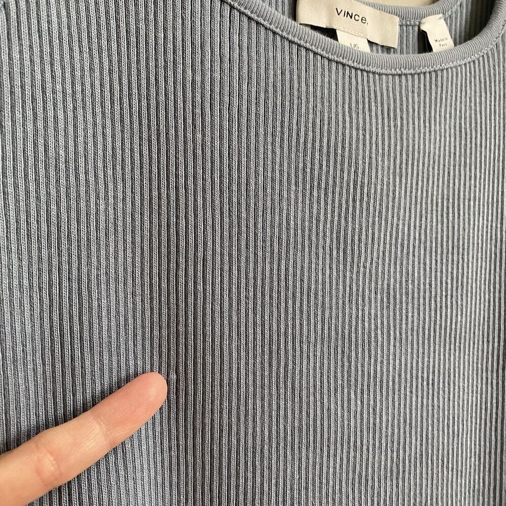 VINCE Topaz Blue Sweetheart Neck Ribbed Knit Crop Tank Size Large - Picture 5 of 13